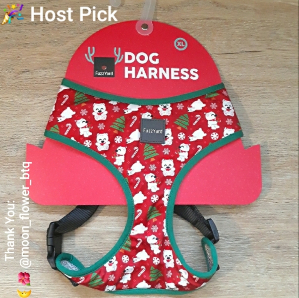 FuzzYard Holiday Red Polar Bear Dog Harness Size XL